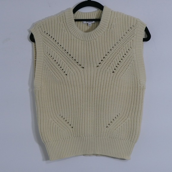 Madewell Sweaters - Madewell Womens Sweater Vest XXS Cream Pointelle Shaker Knit Coastal Minimalist